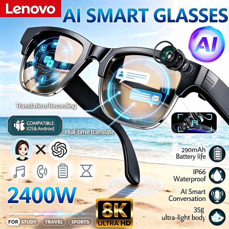 Photography Japanese - Lenovo 8K HD AIスマートグラス：AI翻訳機能、ハンズフリー通話、AIチャット記録、音楽再生機能を搭載。男性向けスマートサングラス。2027年新モデル。