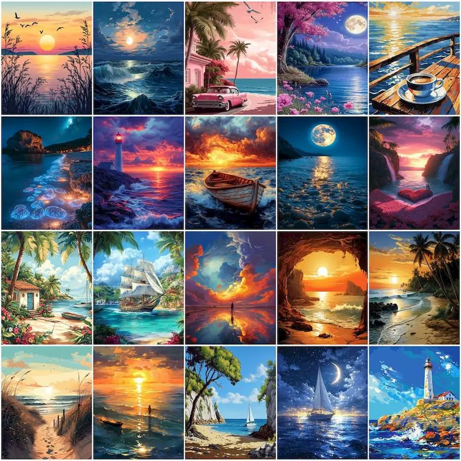 GATYZTORY ペイント・バイ・ナンバーズ、海景画、数字 - Photography Design のレビューと価格